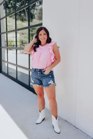 Pretty Paisley Sleeveless Blouse - Pink