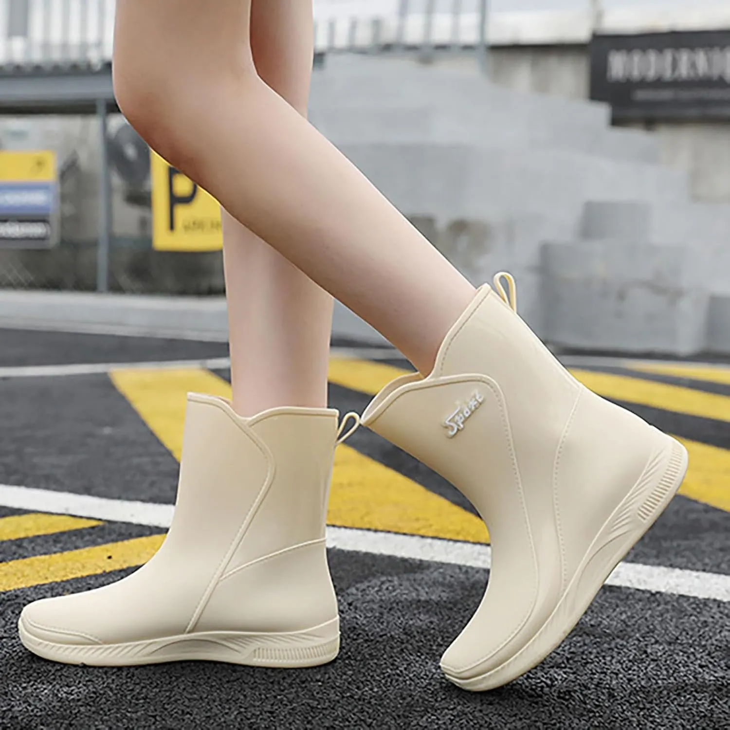 Rain Boots Women Tall Waterproof Mens Grounded Footwear Chunky Ankle Booties Barefoot Shoes Casual Fall Waterproof Rain and Garden Shoe for Women Outdoor Furry Boots