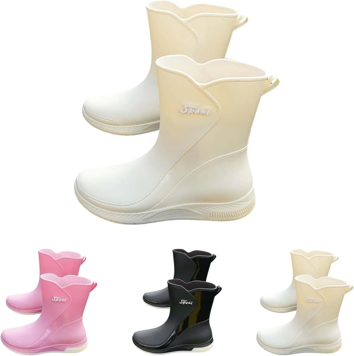 Rain Boots Women Tall Waterproof Mens Grounded Footwear Chunky Ankle Booties Barefoot Shoes Casual Fall Waterproof Rain and Garden Shoe for Women Outdoor Furry Boots
