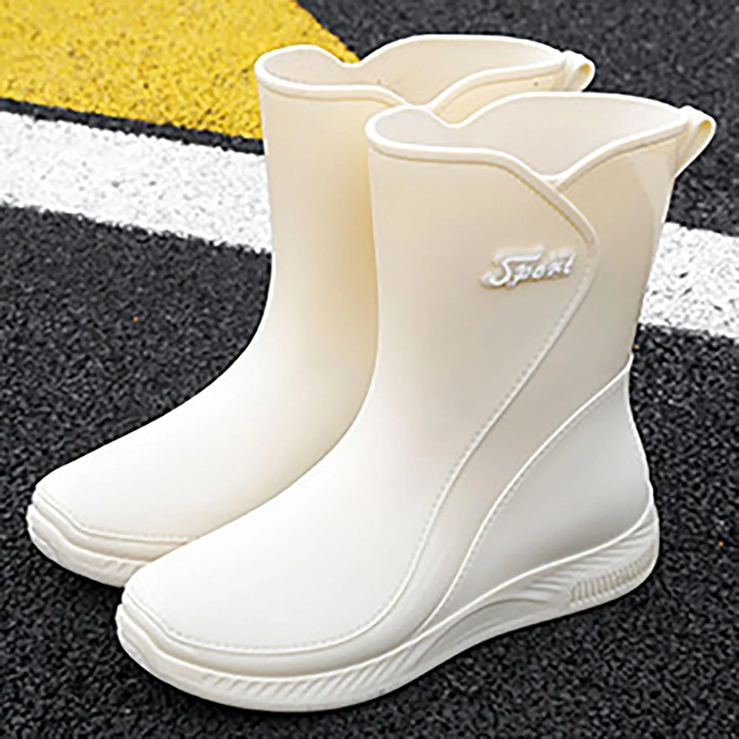 Rain Boots Women Tall Waterproof Mens Grounded Footwear Chunky Ankle Booties Barefoot Shoes Casual Fall Waterproof Rain and Garden Shoe for Women Outdoor Furry Boots