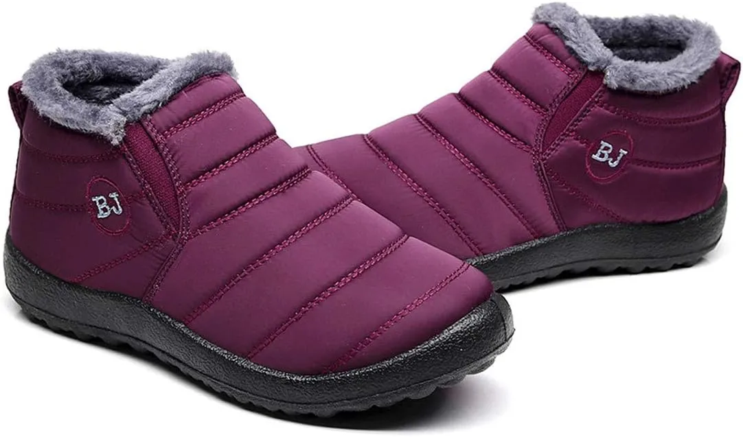 SAILING LU Women Winter Snow Ankle Boots Comfortable Warm Fur Lining Waterproof Outdoor Slip On Booties Sneakers