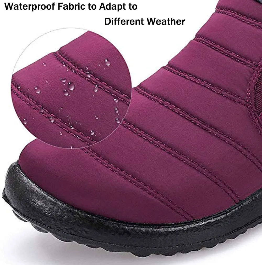 SAILING LU Women Winter Snow Ankle Boots Comfortable Warm Fur Lining Waterproof Outdoor Slip On Booties Sneakers