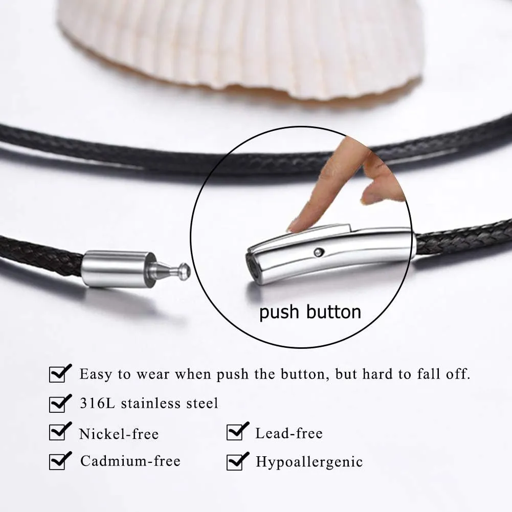 Stainless Steel Pendant Necklace for Men Women, Cool Punk Shark Teeth Necklace, Cross Necklace, Star Of David Necklace, Black Leather Cord, Come Box
