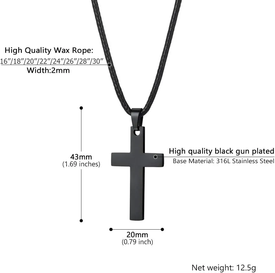 Stainless Steel Pendant Necklace for Men Women, Cool Punk Shark Teeth Necklace, Cross Necklace, Star Of David Necklace, Black Leather Cord, Come Box
