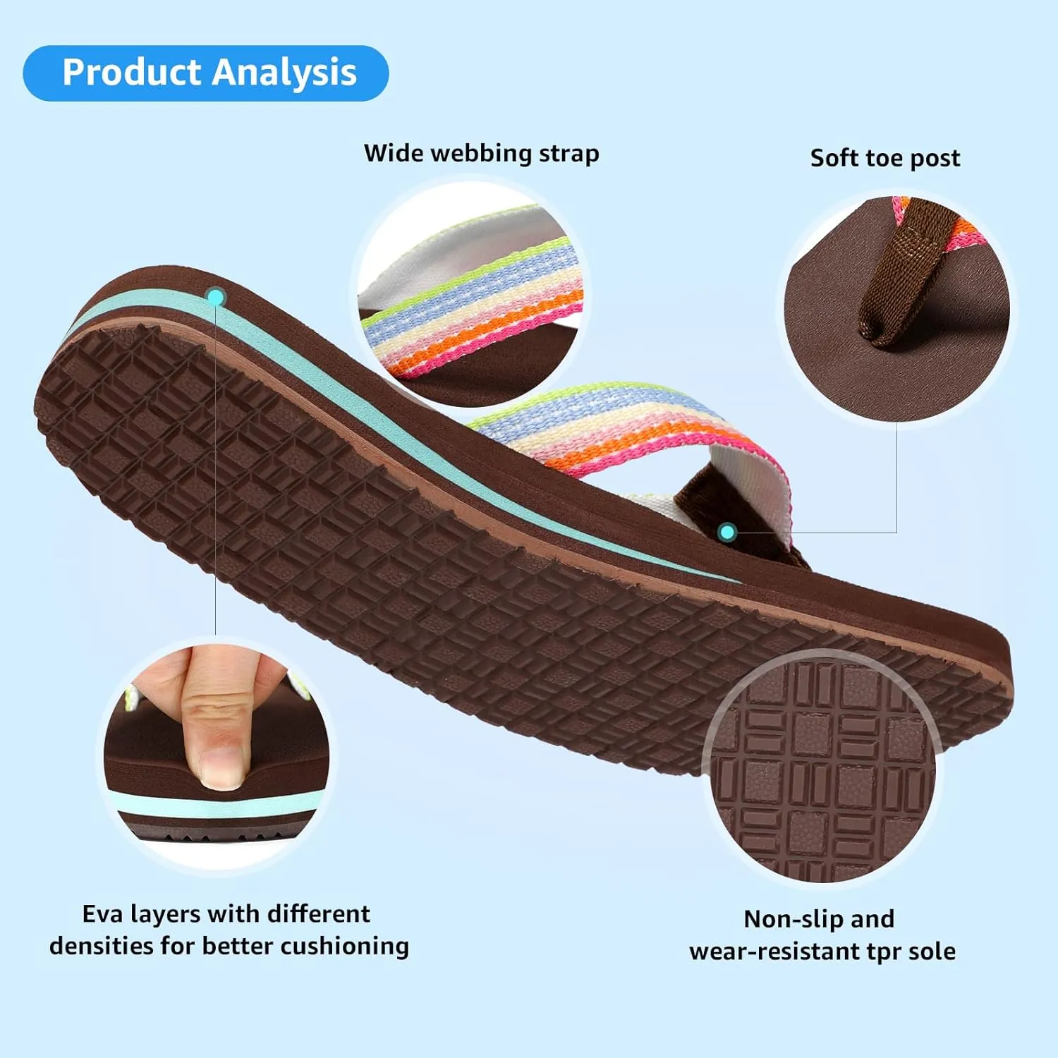 STQ Womens Quick Dry Flip FlopsArch Support Thong Sandals