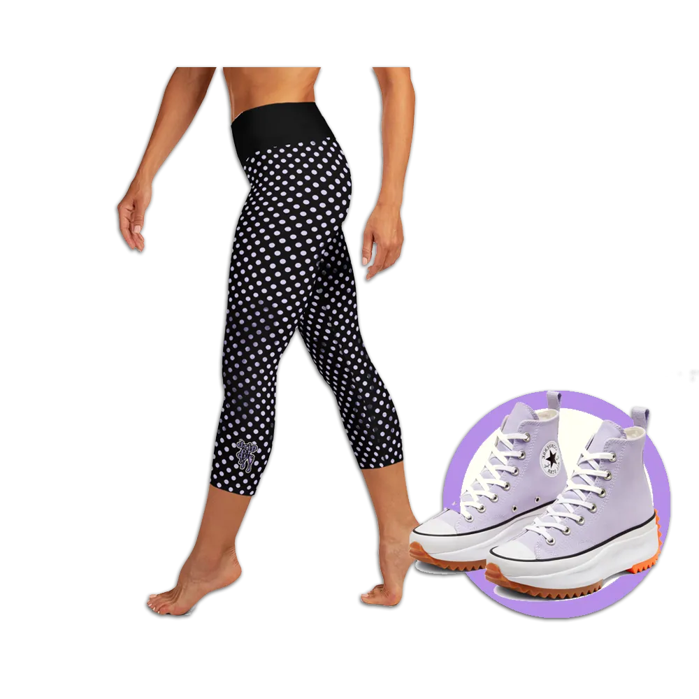 Sunblocked Run Star Hike Pastel Purple Smoky Spotlight Halftone Dot Capri Yoga Leggings