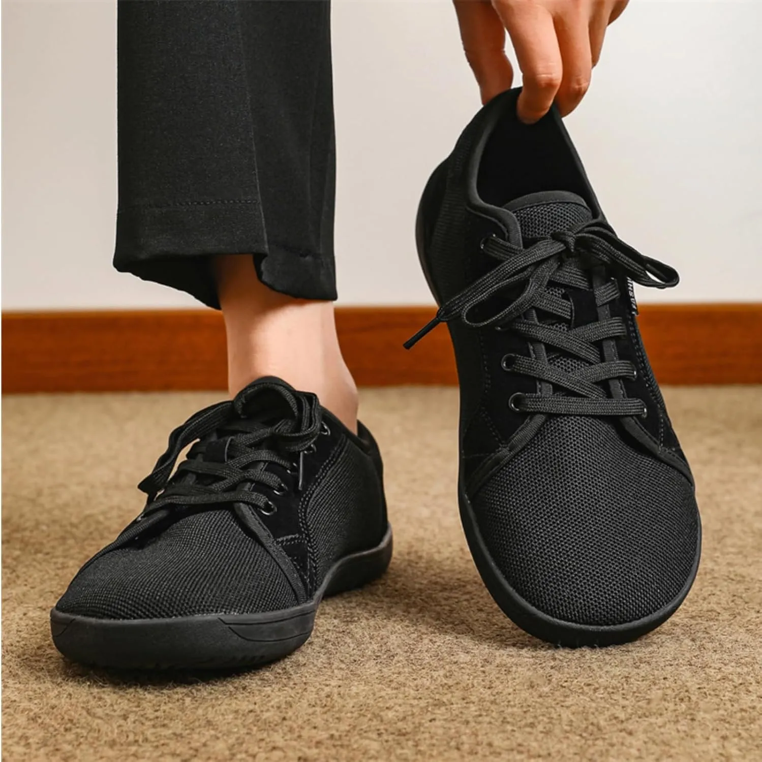 Unisex Minimalist Barefoot Mesh Running Shoes | Zero Drop Sole | Comfortable Wide Width Fashion Lace-up Sneaker Cross-Trainer Lightweight Walking Casual Shoes