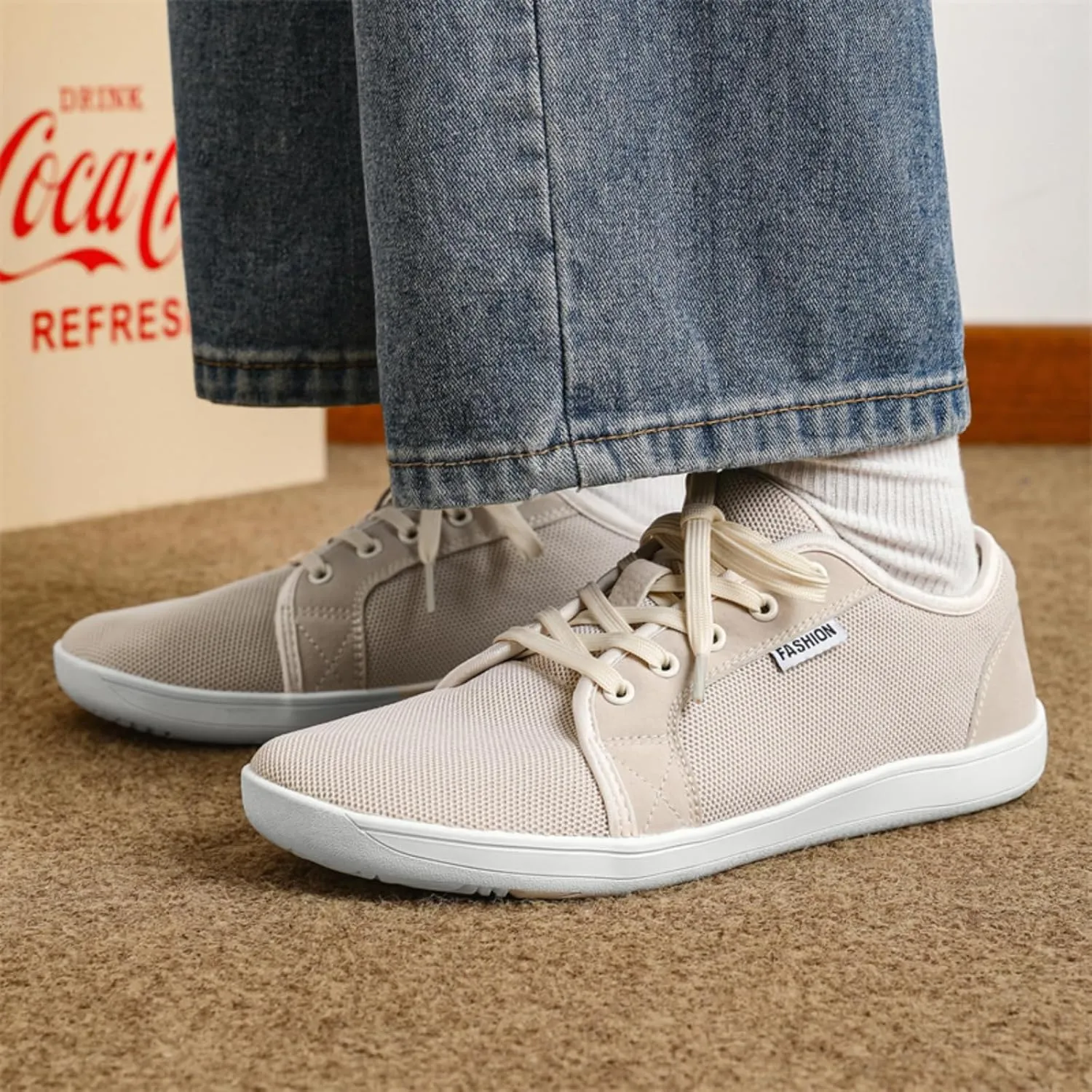 Unisex Minimalist Barefoot Mesh Running Shoes | Zero Drop Sole | Comfortable Wide Width Fashion Lace-up Sneaker Cross-Trainer Lightweight Walking Casual Shoes
