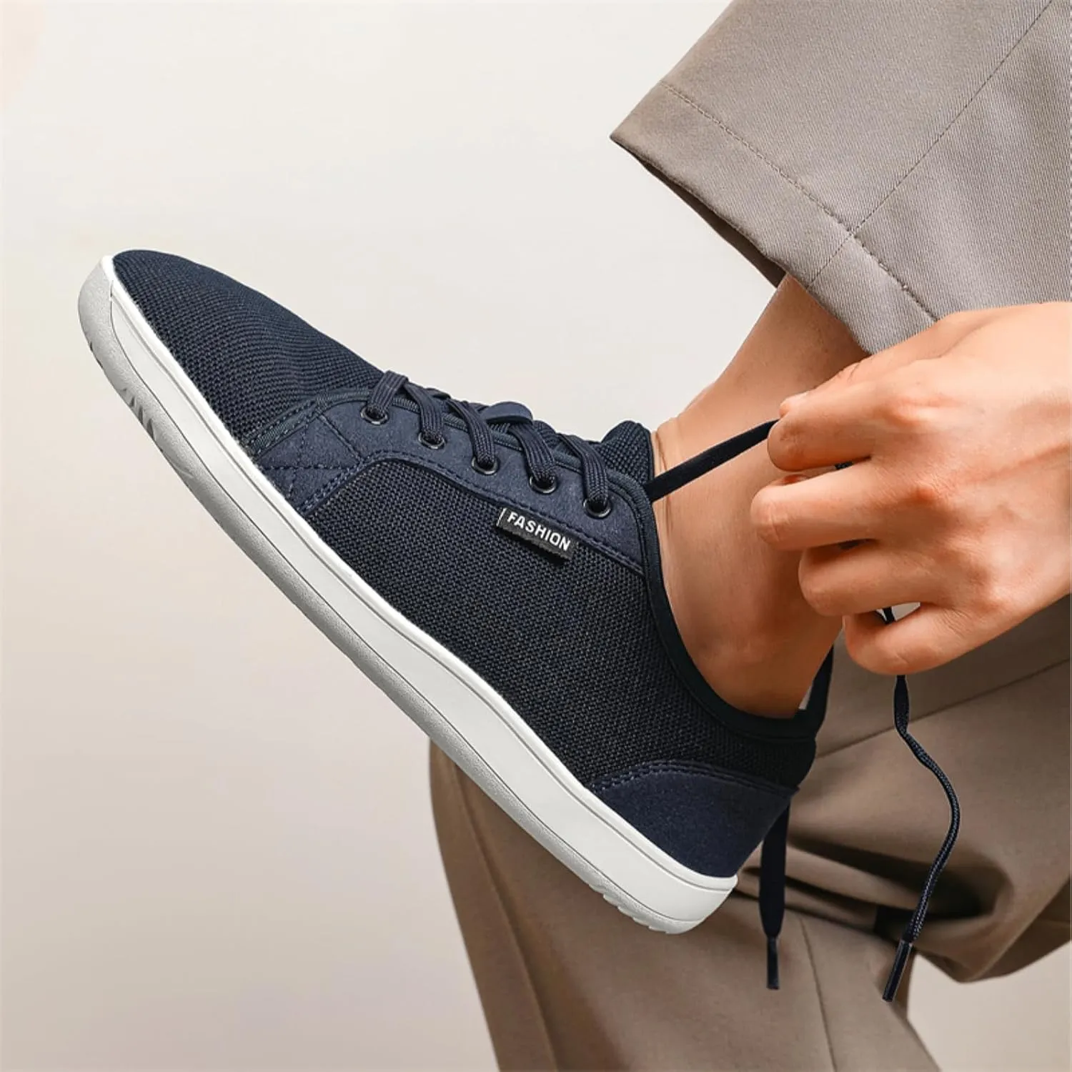 Unisex Minimalist Barefoot Mesh Running Shoes | Zero Drop Sole | Comfortable Wide Width Fashion Lace-up Sneaker Cross-Trainer Lightweight Walking Casual Shoes