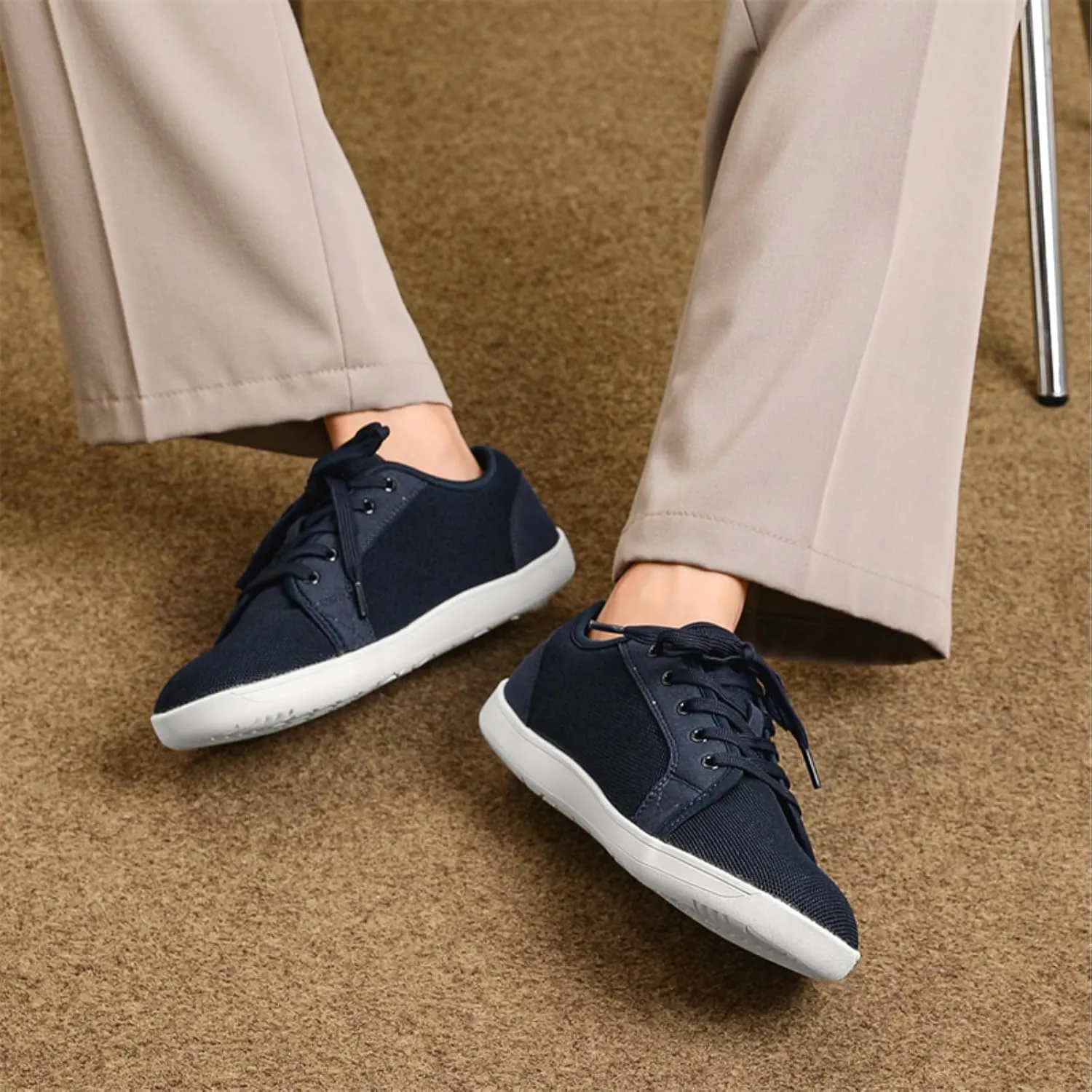 Unisex Minimalist Barefoot Mesh Running Shoes | Zero Drop Sole | Comfortable Wide Width Fashion Lace-up Sneaker Cross-Trainer Lightweight Walking Casual Shoes