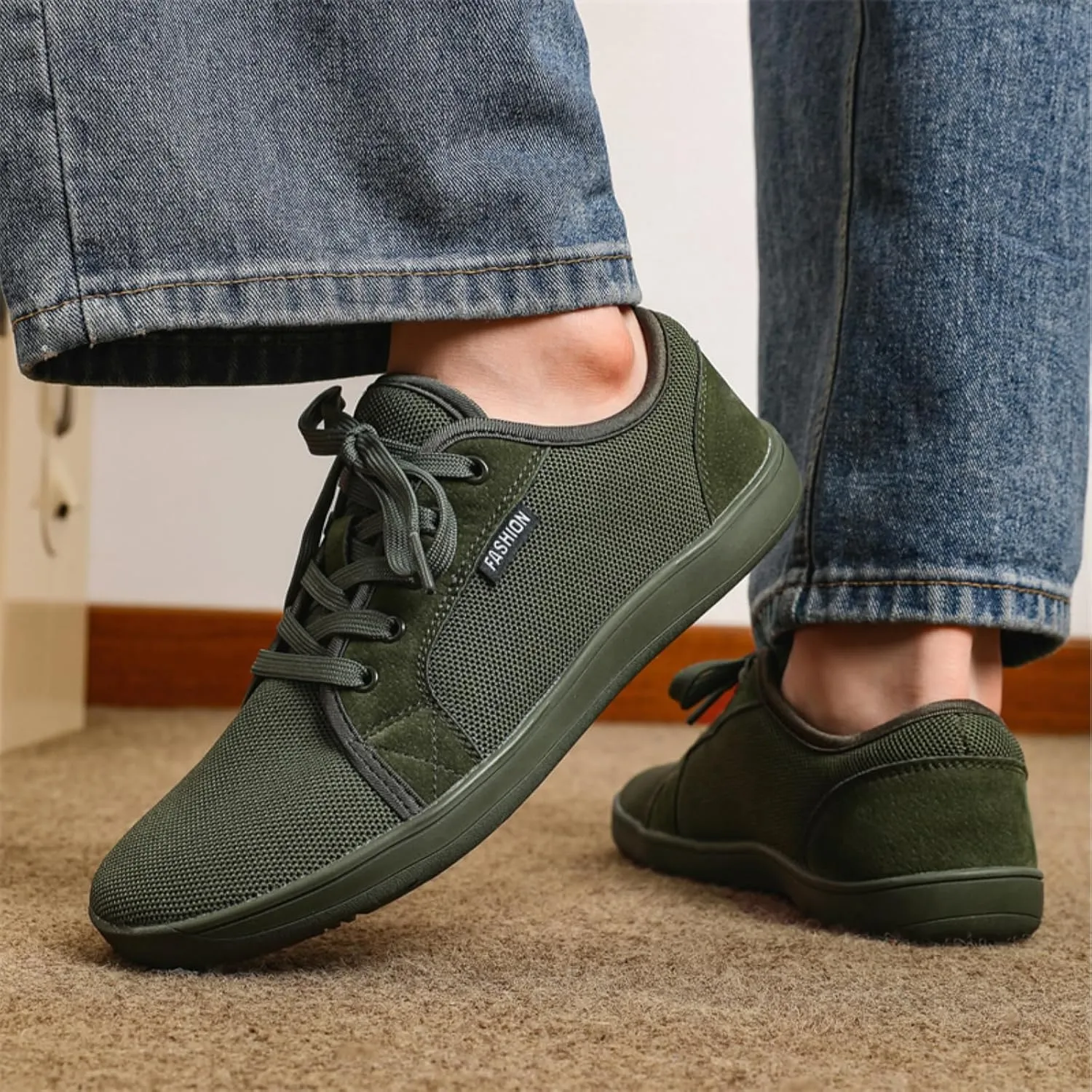 Unisex Minimalist Barefoot Mesh Running Shoes | Zero Drop Sole | Comfortable Wide Width Fashion Lace-up Sneaker Cross-Trainer Lightweight Walking Casual Shoes