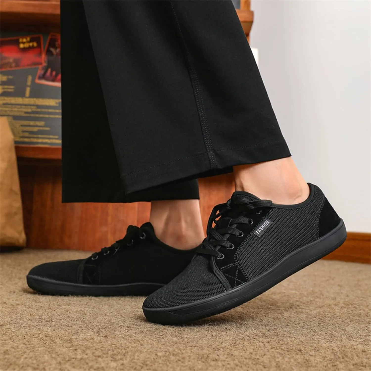 Unisex Minimalist Barefoot Mesh Running Shoes | Zero Drop Sole | Comfortable Wide Width Fashion Lace-up Sneaker Cross-Trainer Lightweight Walking Casual Shoes