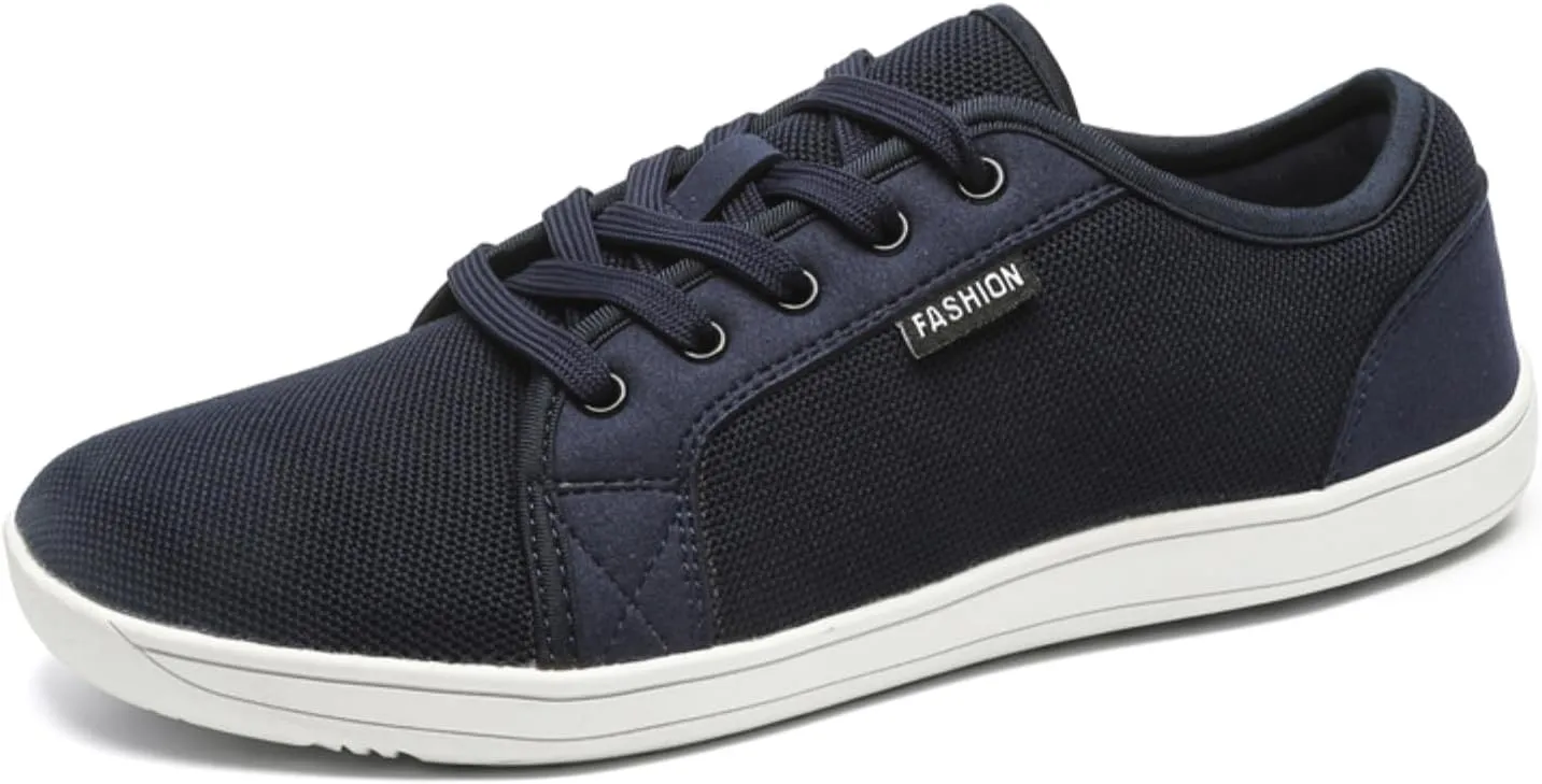 Unisex Minimalist Barefoot Mesh Running Shoes | Zero Drop Sole | Comfortable Wide Width Fashion Lace-up Sneaker Cross-Trainer Lightweight Walking Casual Shoes