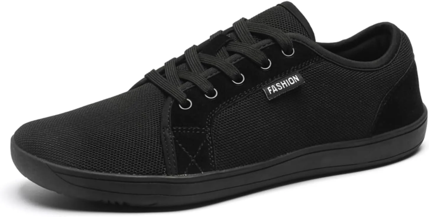 Unisex Minimalist Barefoot Mesh Running Shoes | Zero Drop Sole | Comfortable Wide Width Fashion Lace-up Sneaker Cross-Trainer Lightweight Walking Casual Shoes