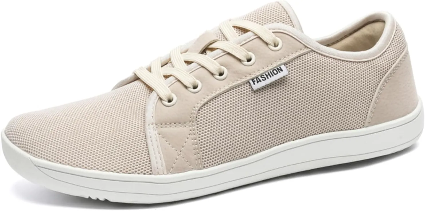 Unisex Minimalist Barefoot Mesh Running Shoes | Zero Drop Sole | Comfortable Wide Width Fashion Lace-up Sneaker Cross-Trainer Lightweight Walking Casual Shoes
