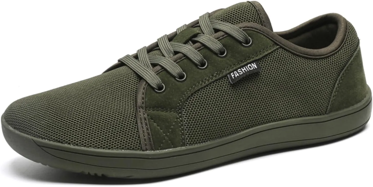 Unisex Minimalist Barefoot Mesh Running Shoes | Zero Drop Sole | Comfortable Wide Width Fashion Lace-up Sneaker Cross-Trainer Lightweight Walking Casual Shoes