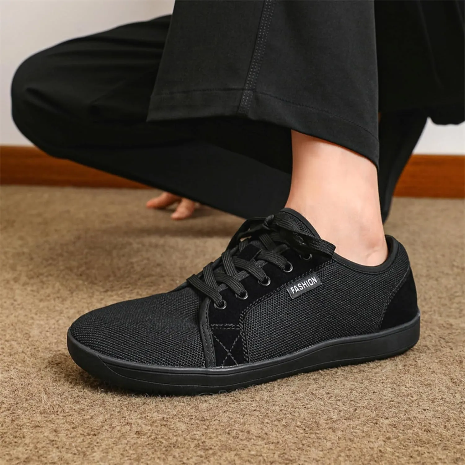 Unisex Minimalist Barefoot Mesh Running Shoes | Zero Drop Sole | Comfortable Wide Width Fashion Lace-up Sneaker Cross-Trainer Lightweight Walking Casual Shoes