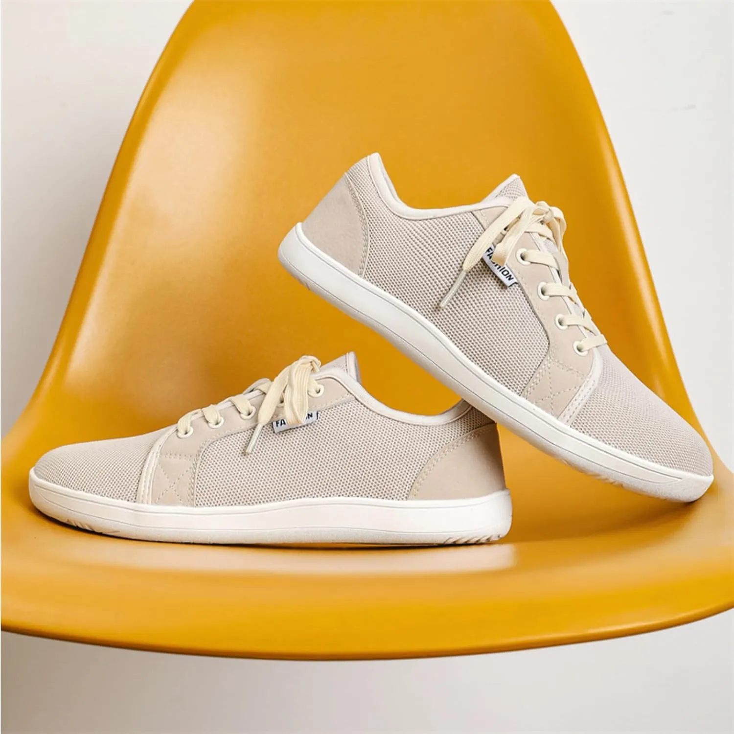 Unisex Minimalist Barefoot Mesh Running Shoes | Zero Drop Sole | Comfortable Wide Width Fashion Lace-up Sneaker Cross-Trainer Lightweight Walking Casual Shoes