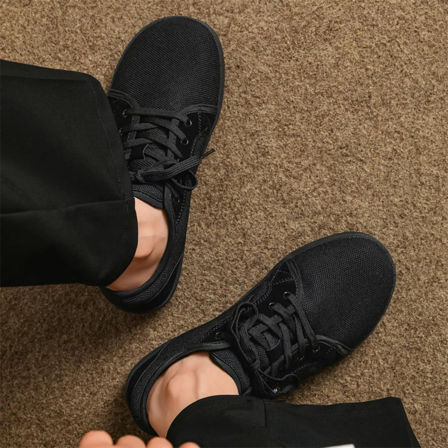 Unisex Minimalist Barefoot Mesh Running Shoes | Zero Drop Sole | Comfortable Wide Width Fashion Lace-up Sneaker Cross-Trainer Lightweight Walking Casual Shoes