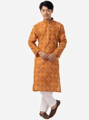 Warm Copper Printed Cotton Silk Blend Kurta | The Kurta Company