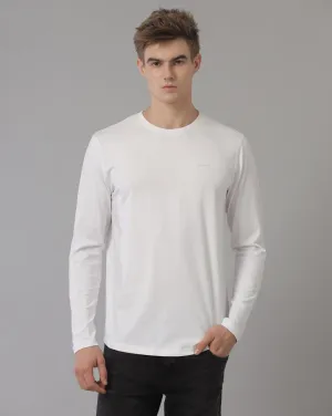 White Cotton Full Sleeve Regular Fit T-shirt