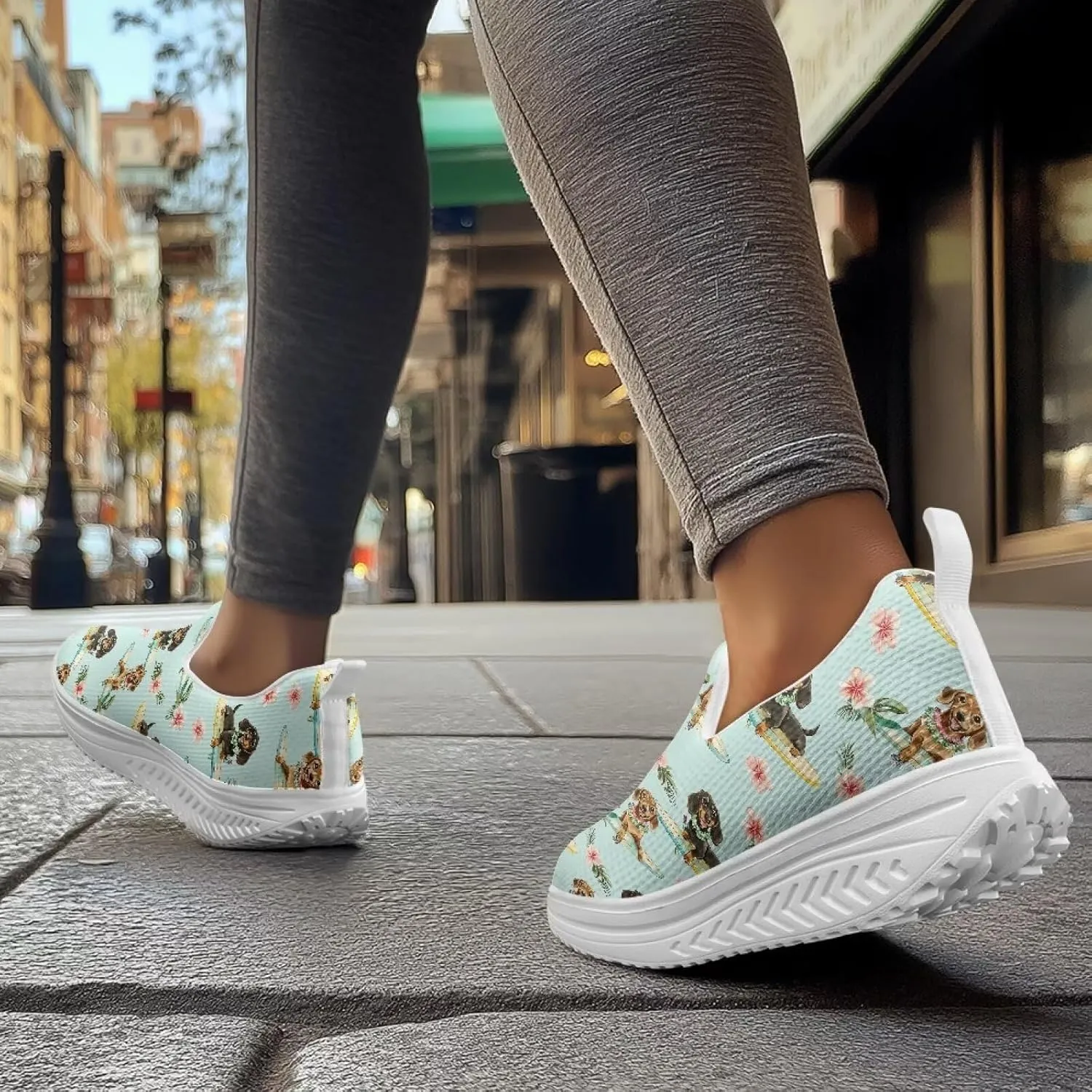 Women Walking Shoes Breathable Cushioned Workout Athletic Sneakers Lightweight Casual House Shoe Size 6-11 White Sole