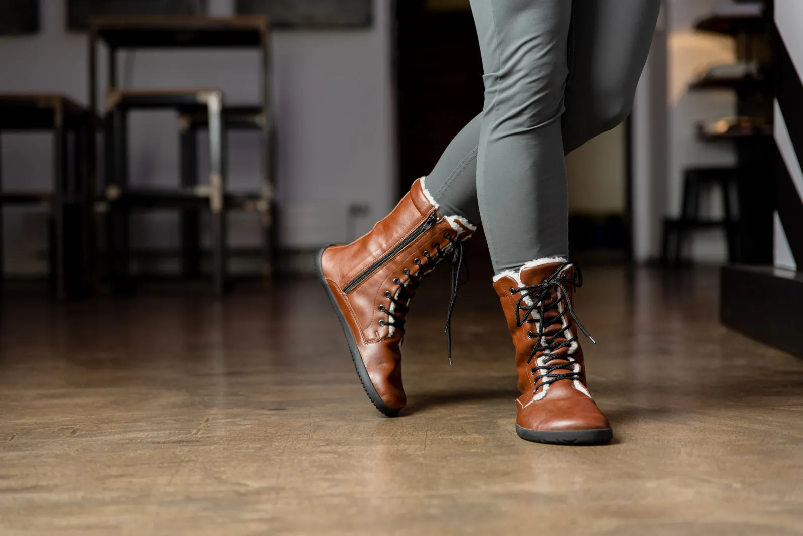Women’s barefoot Jaya Winter Zip-up brown boots