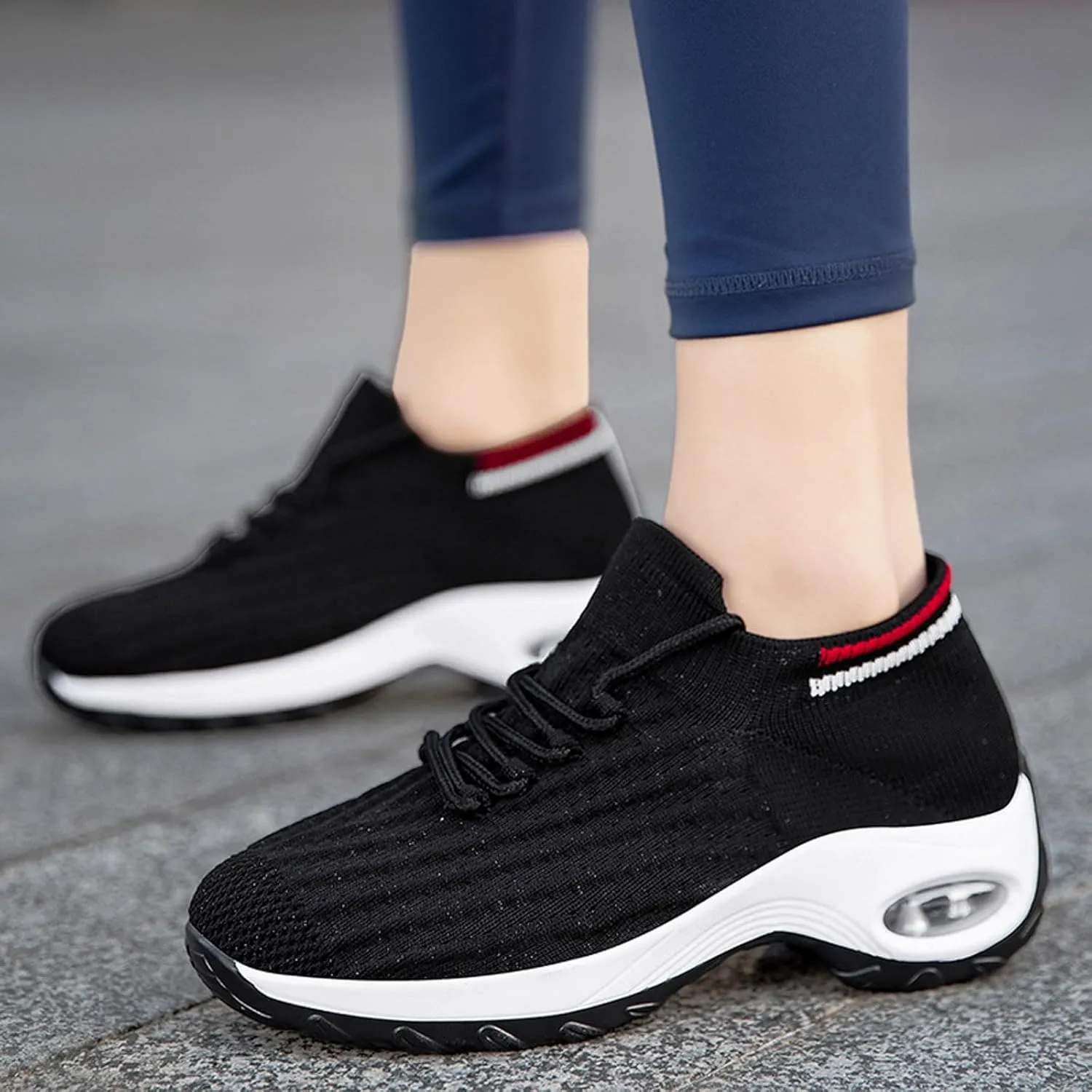 Women's Fashion Fabric Lace Up Solid Color Running Shoes Casual Comfortable Breathable Sneakers No Lace Athletic Shoes Women