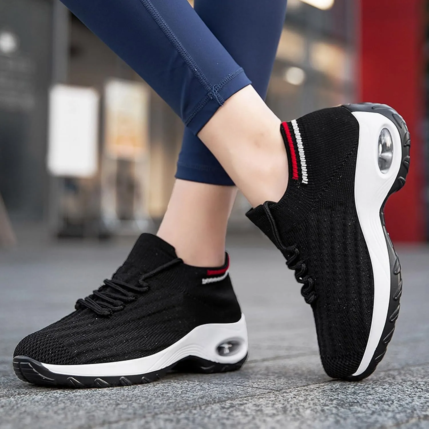 Women's Fashion Fabric Lace Up Solid Color Running Shoes Casual Comfortable Breathable Sneakers No Lace Athletic Shoes Women