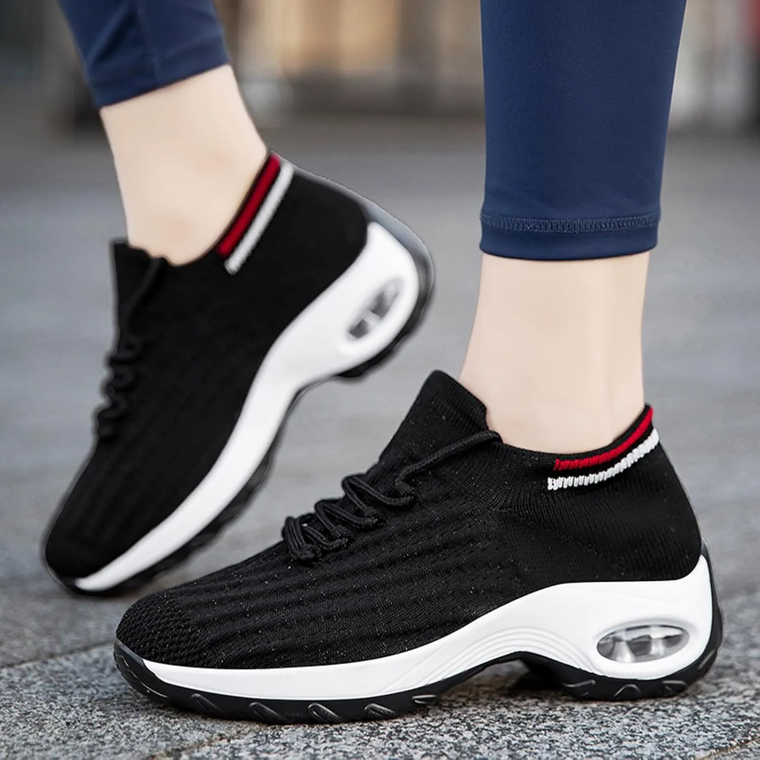 Women's Fashion Fabric Lace Up Solid Color Running Shoes Casual Comfortable Breathable Sneakers No Lace Athletic Shoes Women