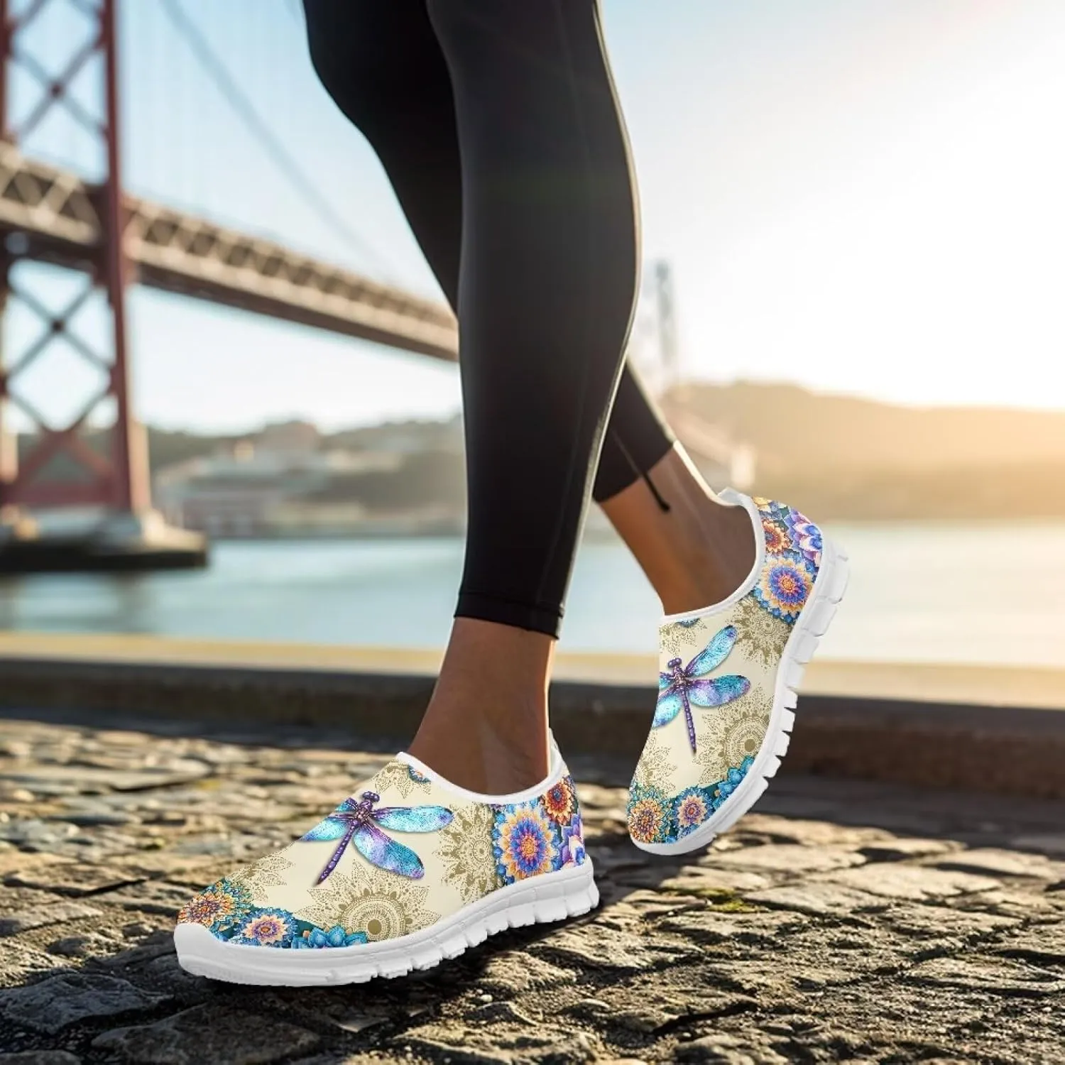 Women's Floral Print Sneaker Casual Low-Top Comfortable Outdoor Shoes Breathable Slip On Anti-Skid Tennis Sneaker for Ladies US 5.5-11.5