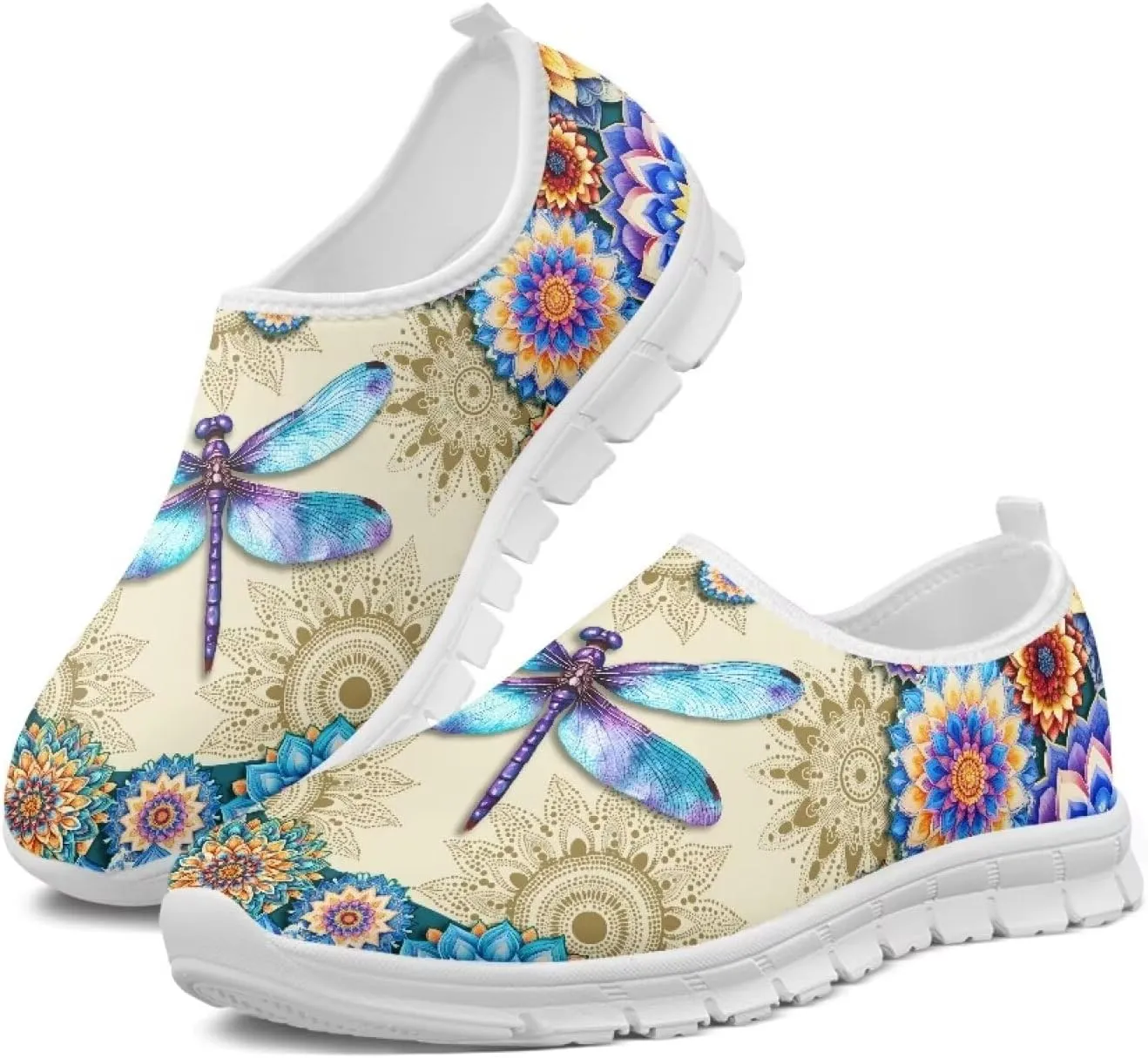 Women's Floral Print Sneaker Casual Low-Top Comfortable Outdoor Shoes Breathable Slip On Anti-Skid Tennis Sneaker for Ladies US 5.5-11.5