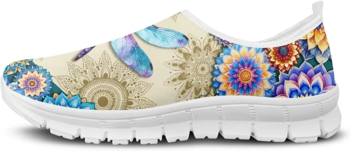 Women's Floral Print Sneaker Casual Low-Top Comfortable Outdoor Shoes Breathable Slip On Anti-Skid Tennis Sneaker for Ladies US 5.5-11.5