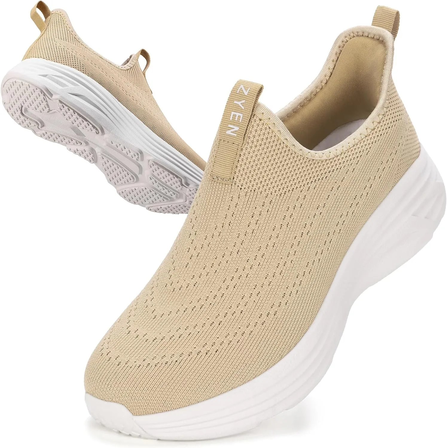 ZYEN Mens Walking Shoes Hands Free Non Slip Athletic Sneakers Lightweight Breathable Laceless Comfortable Tennis Sneakers Casual Travel Gym Work Shoe